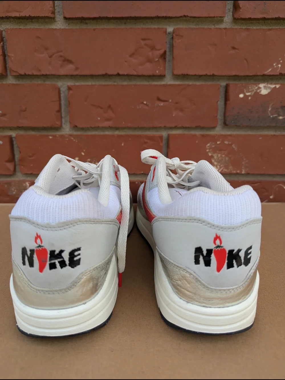 Nike Air Max 1 Premium SE Hot Sauce Metallic Silver Chile Red Men's Size 11